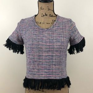 BEST SOCIETY COTTON TWEED FRINGE TOP